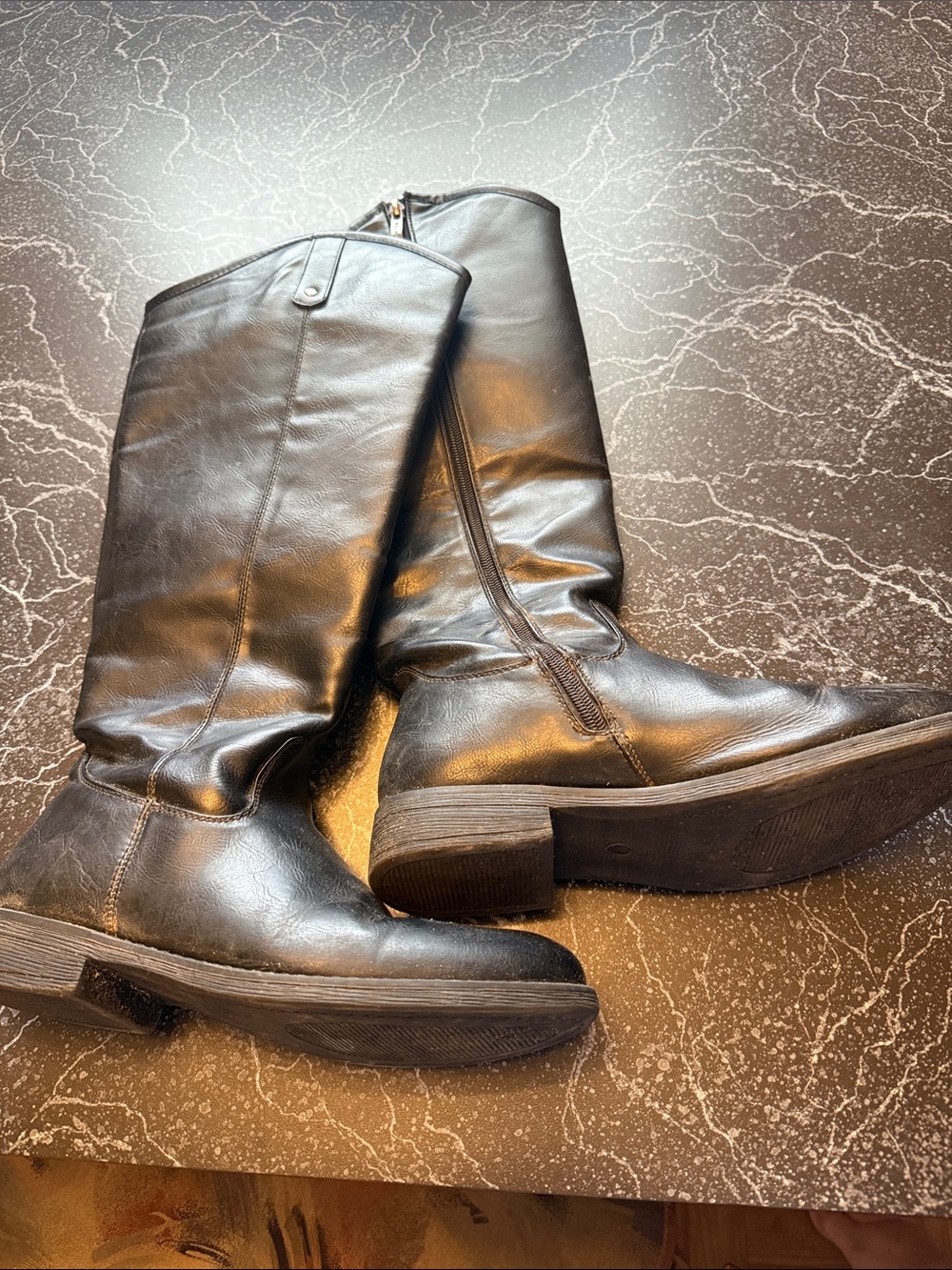 Classic Black Leather Knee-High Women's Boots